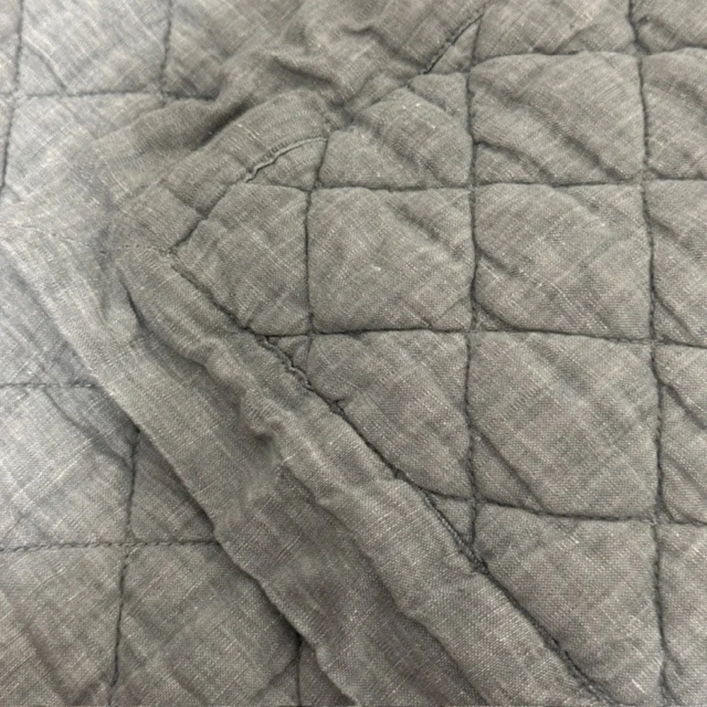 Pottery Barn Belgian Flax Linen Diamond Quilted Euro Sham Set of 2 Gray 26x26